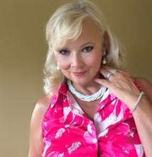 Load image into Gallery viewer, White beaded crystal multi strand necklace for the bride