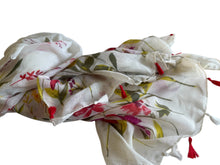 Load image into Gallery viewer, White floral print scarf