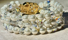 Load image into Gallery viewer, White Pearl and Austrian Crystal Bracelets