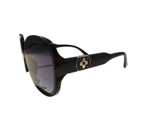 Load image into Gallery viewer, Black oval sunglasses with gold details