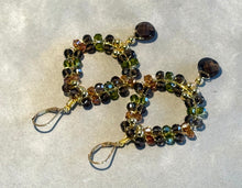 Load image into Gallery viewer, Gold handwoven gemstone teardrop earrings
