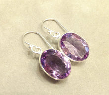 Load image into Gallery viewer, Amethyst gemstone earrings in sterling silver
