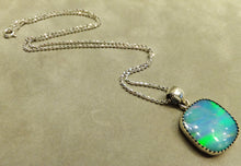 Load image into Gallery viewer, Blue Aurora Opal necklace in sterling silver