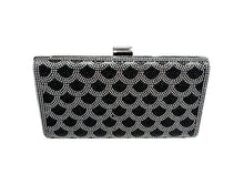 Load image into Gallery viewer, Black and silver evening clutch bag
