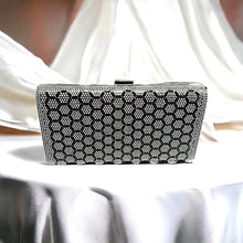Load image into Gallery viewer, Black and Silver clutch bag for weddings