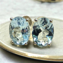Load image into Gallery viewer, Blue Topaz Gemstone Stud earrings In sterling silver