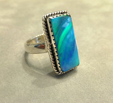 Load image into Gallery viewer, Blue Aurora opal ring
