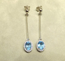 Load image into Gallery viewer, Blue topaz drop earrings in sterling silver