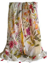 Load image into Gallery viewer, Floral long summer print scarf with white background