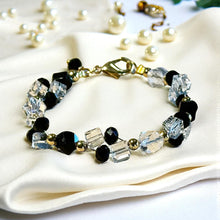 Load image into Gallery viewer, Beaded black and white woven handmade women's bracelet