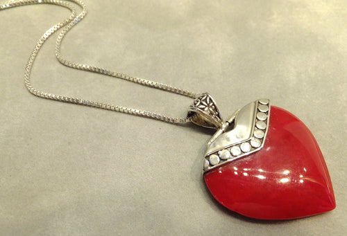 red coral heart necklace