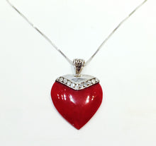 Load image into Gallery viewer, Red coral heart necklace