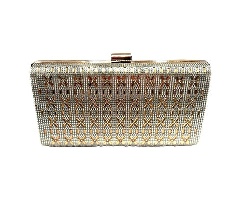 Gold and Silver Crystal Clutch Evening Bag