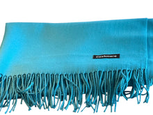 Load image into Gallery viewer, Long cashmere Turquoise blue scarf for women