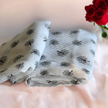 Load image into Gallery viewer, Long black and white print scarf