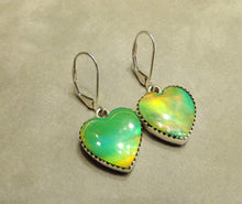 Load image into Gallery viewer, Green Aurora Opal heart shape drop earrings
