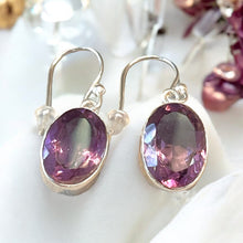 Load image into Gallery viewer, Amethyst gemstone earrings in sterling silver