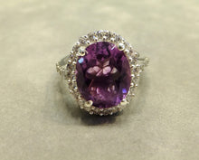Load image into Gallery viewer, Amethyst gemstone ring in sterling silver