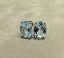Load image into Gallery viewer, Blue Topaz stud earrings in sterling silver