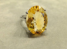 Load image into Gallery viewer, Citrine oval gemstone ring in sterling silver