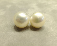 Load image into Gallery viewer, large white pearl stud earrings