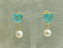 Load image into Gallery viewer, Mint Greens Paraiba Tourmaline and pearl earrings
