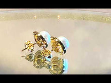 Load and play video in Gallery viewer, White pearl stud earrings in gold filled