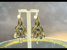 Load and play video in Gallery viewer, Chandelier golden crystal earrings for women
