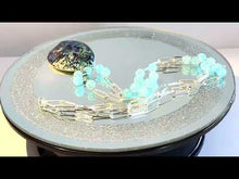 Load and play video in Gallery viewer, Long abalone gemstone necklace in sterling silver