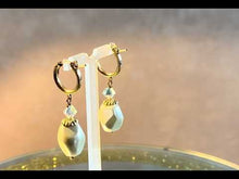 Load and play video in Gallery viewer, Gold filled hoop cream pearl drop earrings