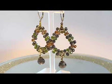 Load and play video in Gallery viewer, Hand woven beaded gemstone teardrop earnings for women