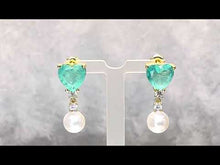 Load and play video in Gallery viewer, Paraiba Tourmaline and Pearl Drop Earrings
