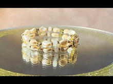 Load and play video in Gallery viewer, Gold pearl and crystal bracelet