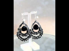 Load and play video in Gallery viewer, Black onyx drop earrings in silver