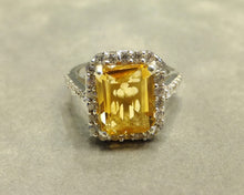 Load image into Gallery viewer, Princess citrine gemstone ring in sterling silver