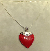 Load image into Gallery viewer, Red sponge coral heart necklace
