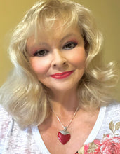 Load image into Gallery viewer, red coral heart necklace in sterling silver