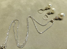 Load image into Gallery viewer, White mother of pearl earrings and necklace set in sterling silver