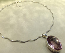 Load image into Gallery viewer, Pink amethyst pendant necklace in sterling silver

