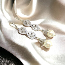 Load image into Gallery viewer, Long Drop Crystal earrings for a bride