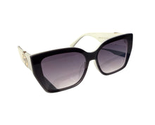 Load image into Gallery viewer, White and gold sunglasses with black toned lenes