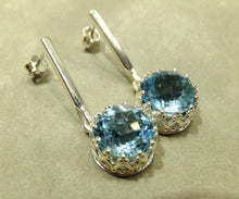 Load image into Gallery viewer, Blue topaz drop gemstone earrings in sterling silver
