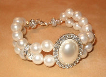 Load image into Gallery viewer, Mother of Pearl and Swarovski Crystal Woven Bracelet - butlercollection
