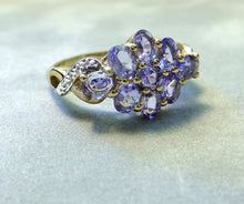 Load image into Gallery viewer, Golden Tanzanite flower gemstone ring