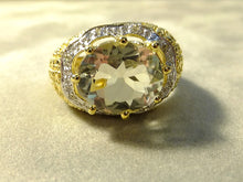 Load image into Gallery viewer, Natural Green Amethyst Golden overlay with Sterling Silver Gemstone Rings