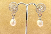 Load image into Gallery viewer, Natural White Pearl and White Topaz Gemstone Drop Earrings - butlercollection