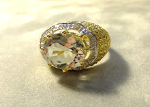 Load image into Gallery viewer, Natural Green Amethyst Golden overlay with Sterling Silver Gemstone Rings