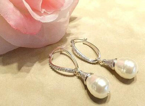 Sterling silver teardrop pearl earrings