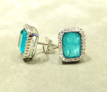 Load image into Gallery viewer, Paraiba tourmaline stud earrings in neon blue