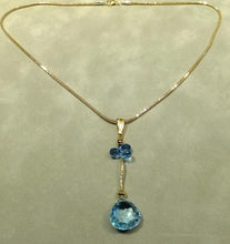 Load image into Gallery viewer, Blue topaz drop gold necklace
